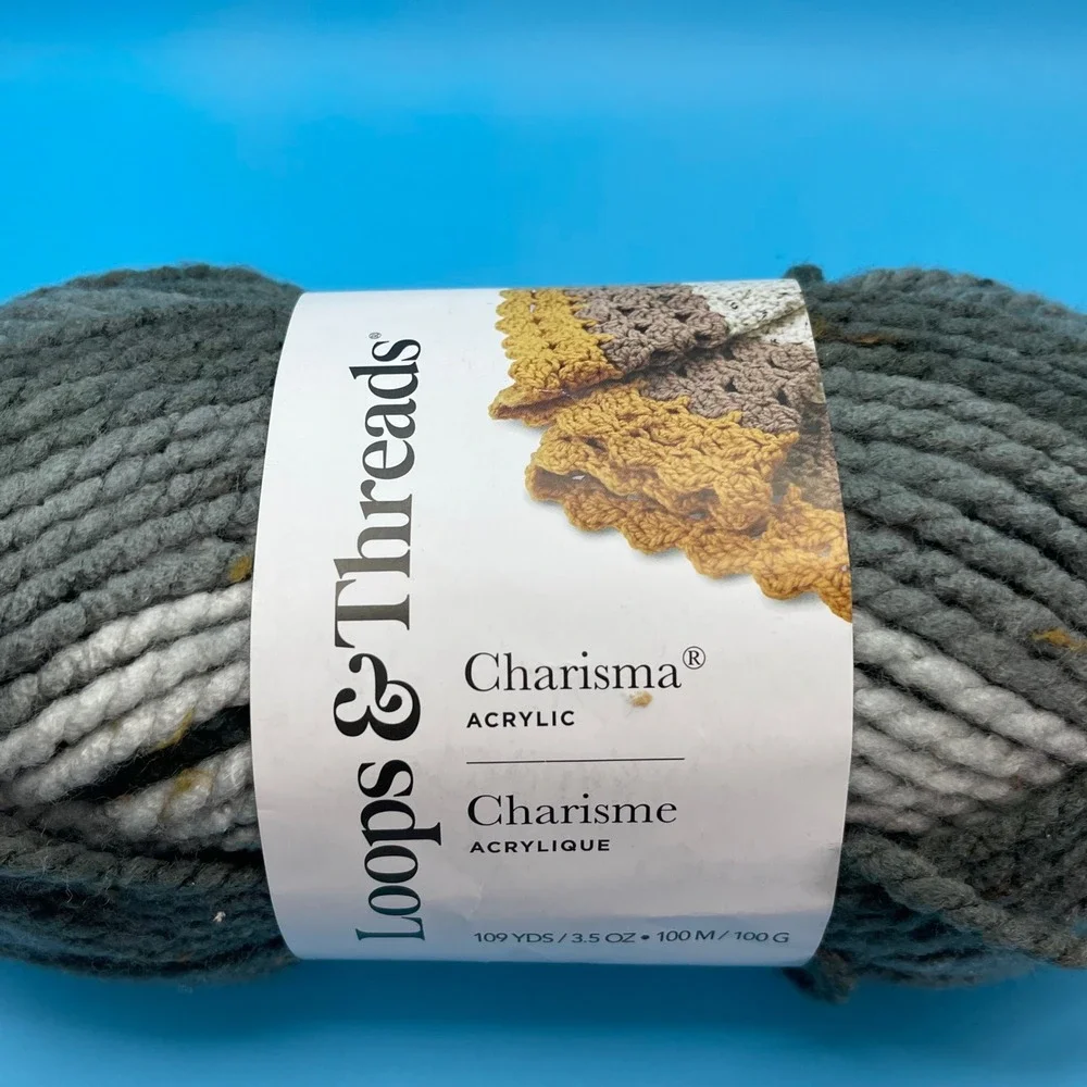 Loops‎ & Threads Yarn Charisma Charcoal Tweed Stripe Grey Bulky Acrylic Blend